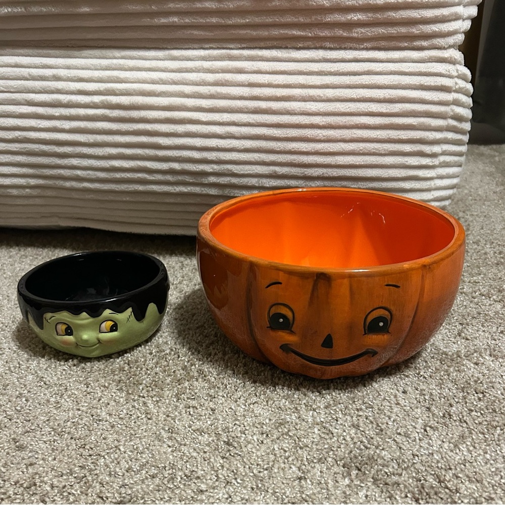 Festive Pumpkin and Monster Bowl Set